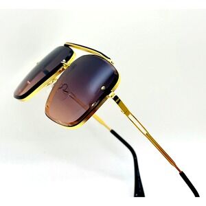 Sunglasses Men's Fashion Square Gold Frame Shades Trendy Street Wear Lentes‎ New